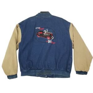 Three Rivers ~Men's L~ Authentic Denim Jacket/Bomber "Little Toys For BIG Boys".